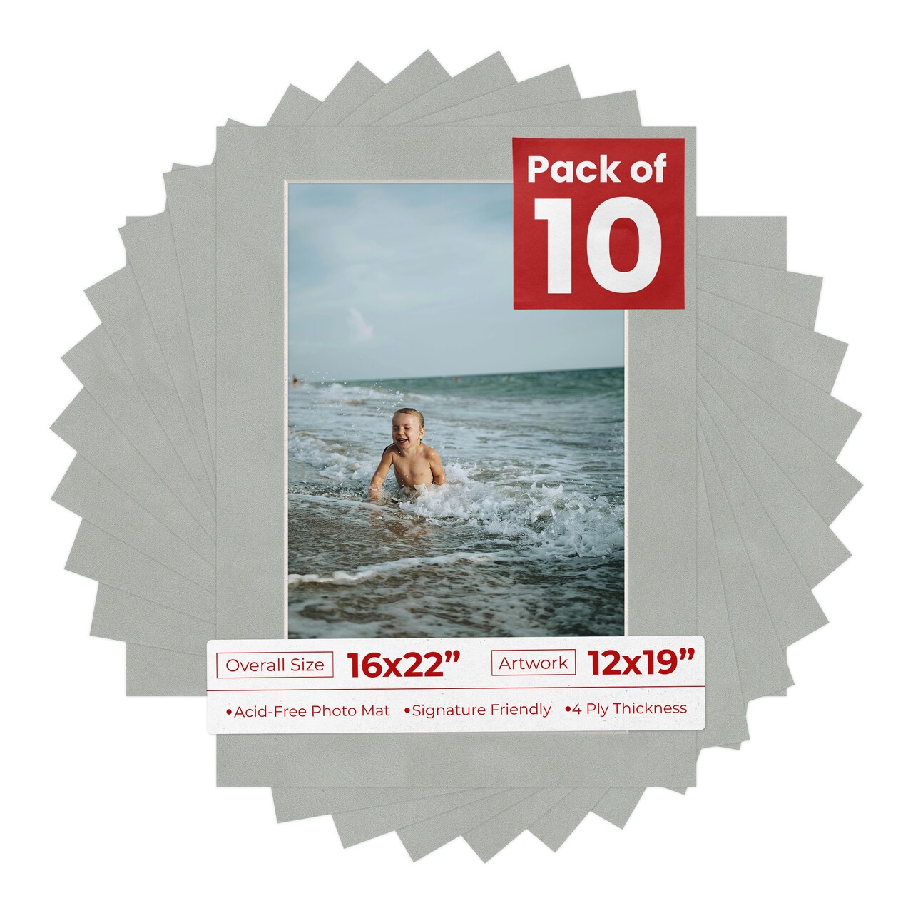 Light Grey Suede Mat Board for 16x22 Frames - Fits 12x19 Photos